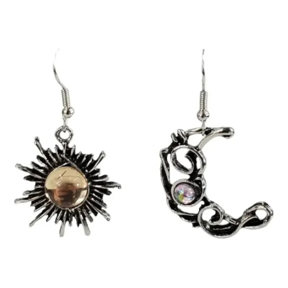 Sun and Moon Dangle Earrings - Picture 3 of 6